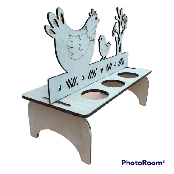 Hen & Chick easter eggs display stand. Wood. DIY paint or decorate. #Farmhouse - Picture 2 of 5